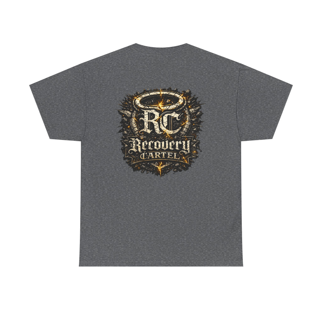 Recovery Cartel Signature Tee with "From Hell to Healing" on the front