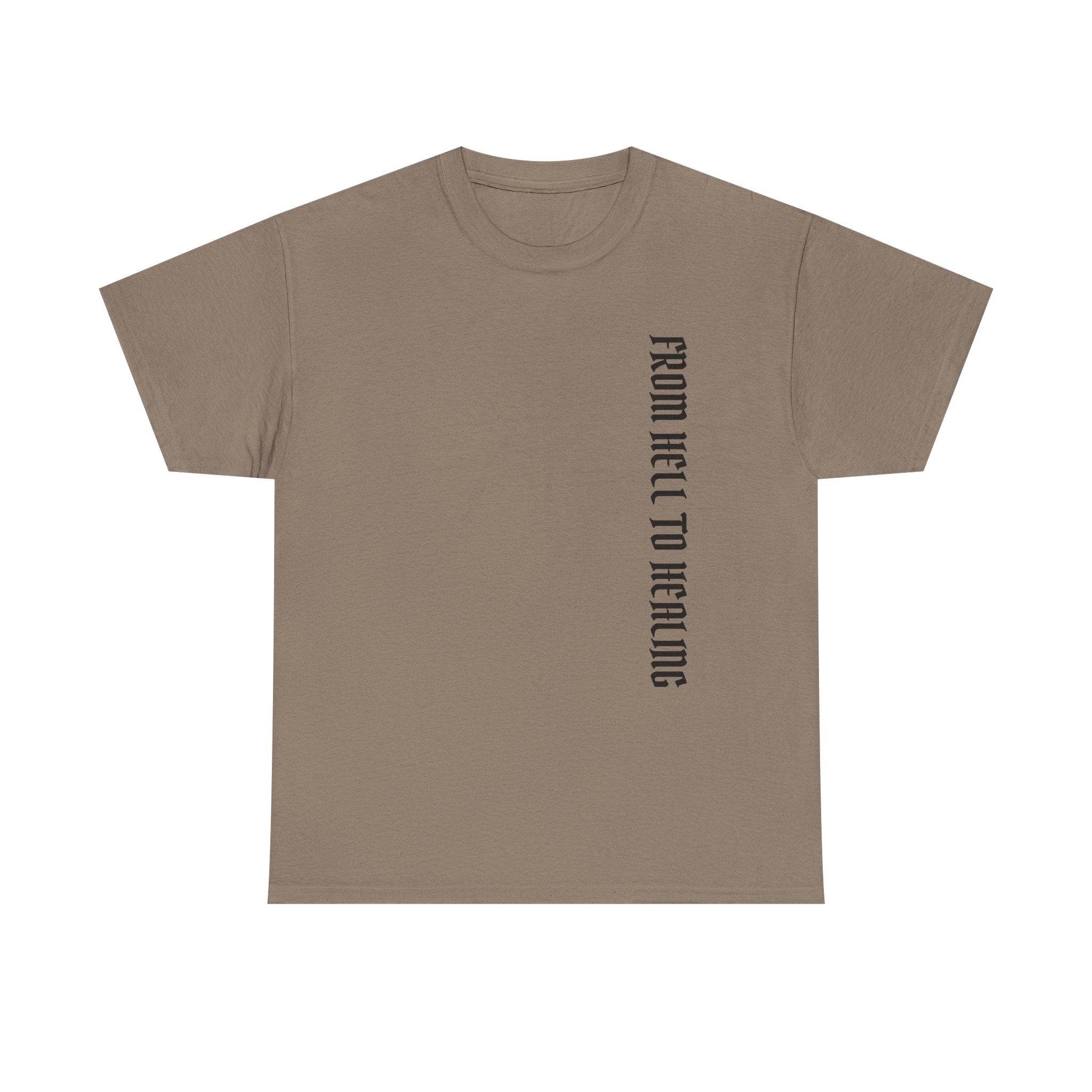 Recovery Cartel Signature Tee with "From Hell to Healing" on the front