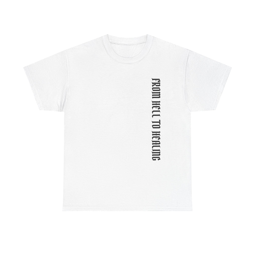 Recovery Cartel Signature Tee with "From Hell to Healing" on the front