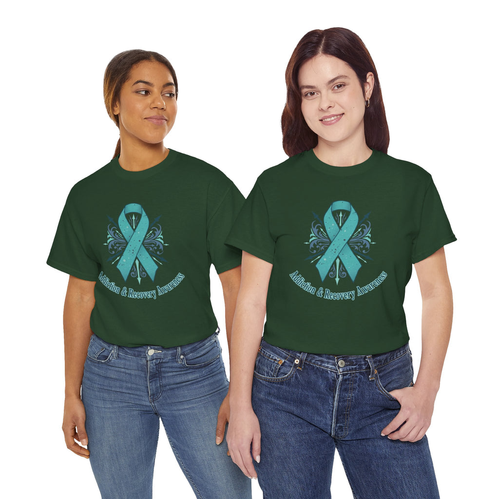 Addiction & Recovery Awareness Ribbon Tee — Teal Support Awareness T-Shirt