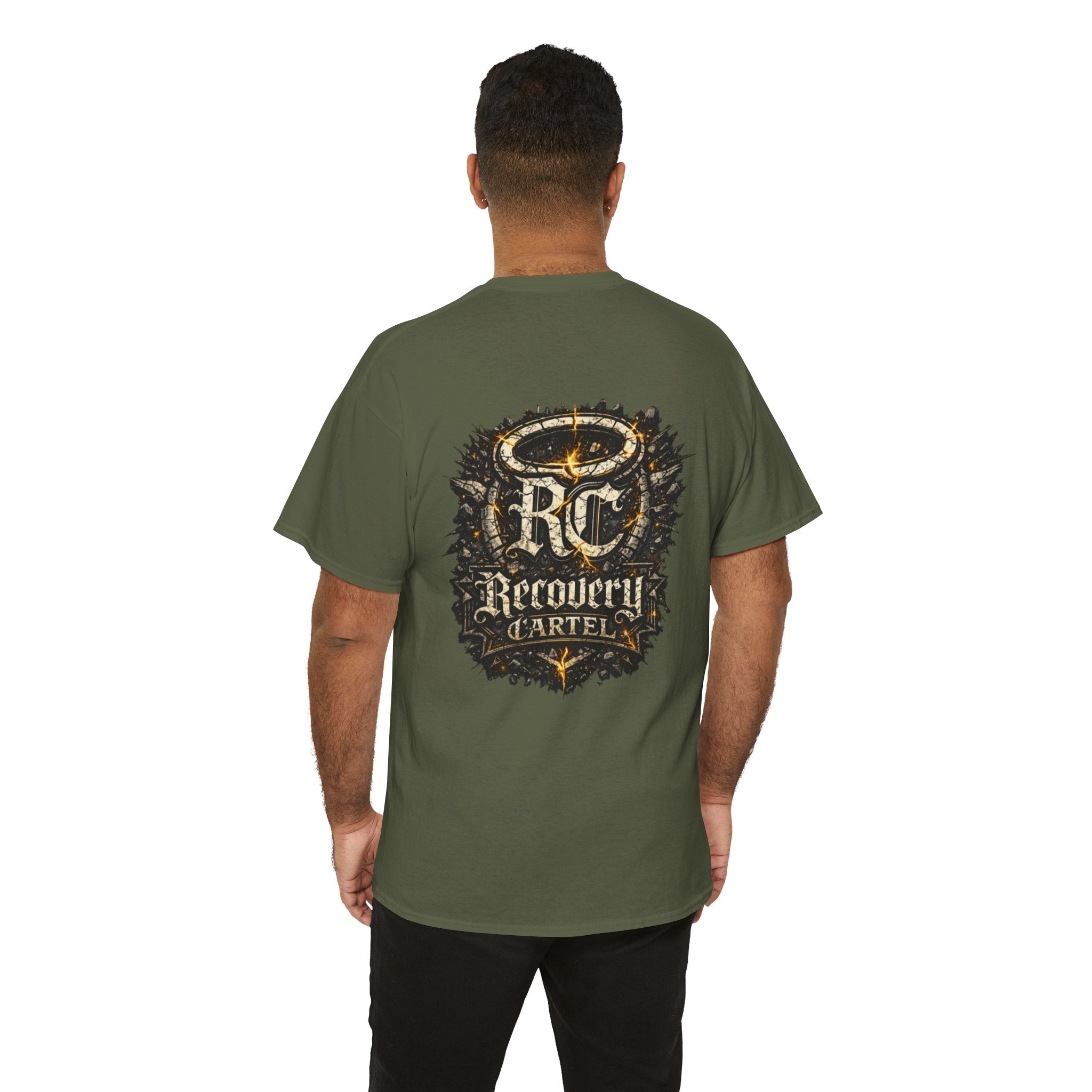 Recovery Cartel Signature Tee with "From Hell to Healing" on the front