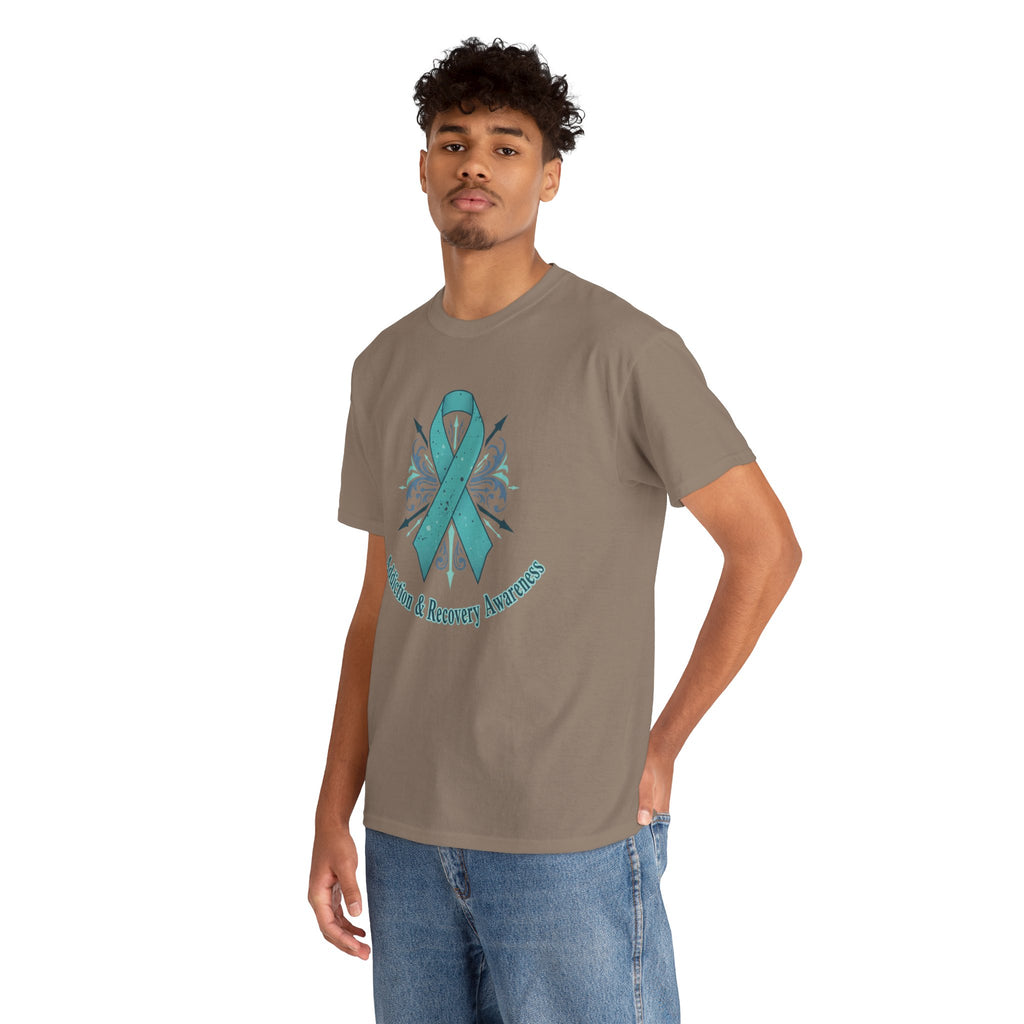 Addiction & Recovery Awareness Ribbon Tee — Teal Support Awareness T-Shirt
