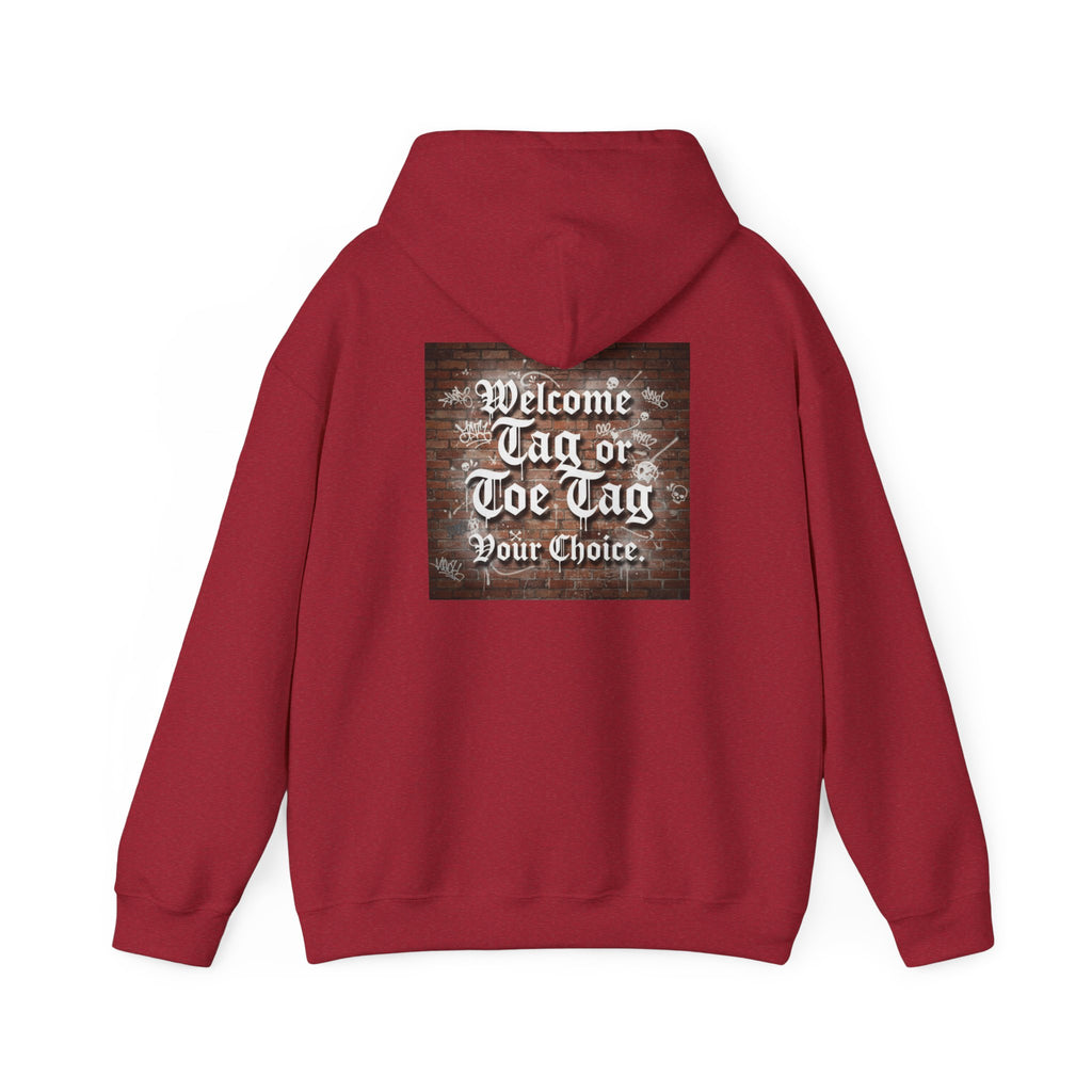 Recovery Carter Hoodie — "Welcome Tag or Toe Tag" Back Graphic