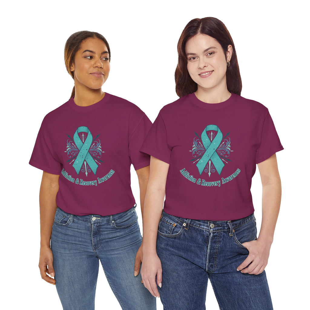 Addiction & Recovery Awareness Ribbon Tee — Teal Support Awareness T-Shirt