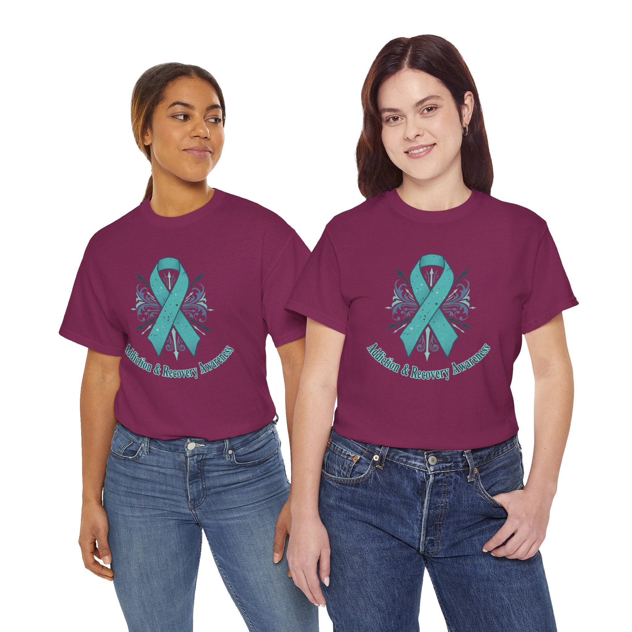 Addiction & Recovery Awareness Ribbon Tee — Teal Support Awareness T-Shirt