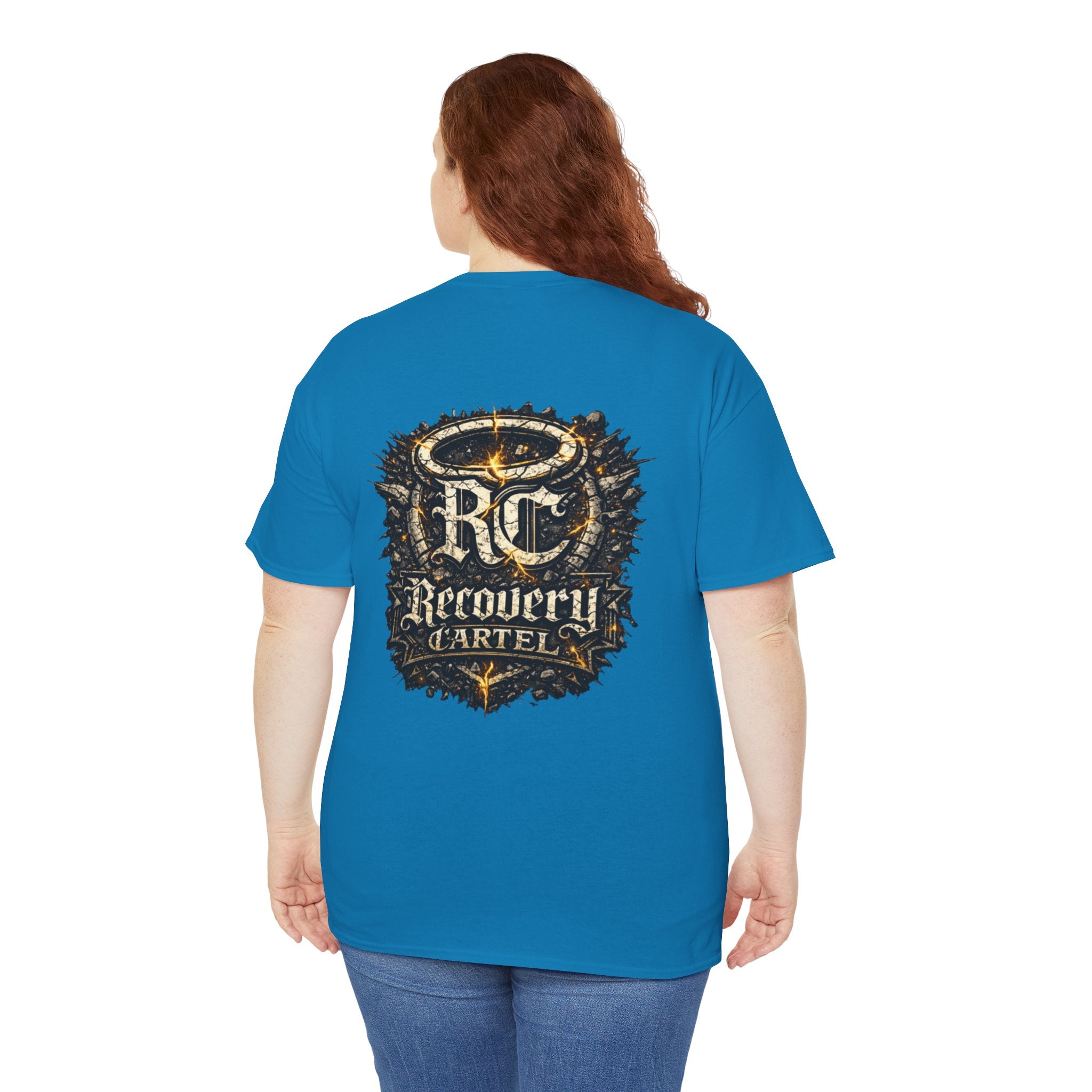 Recovery Cartel Signature Tee with "From Hell to Healing" on the front