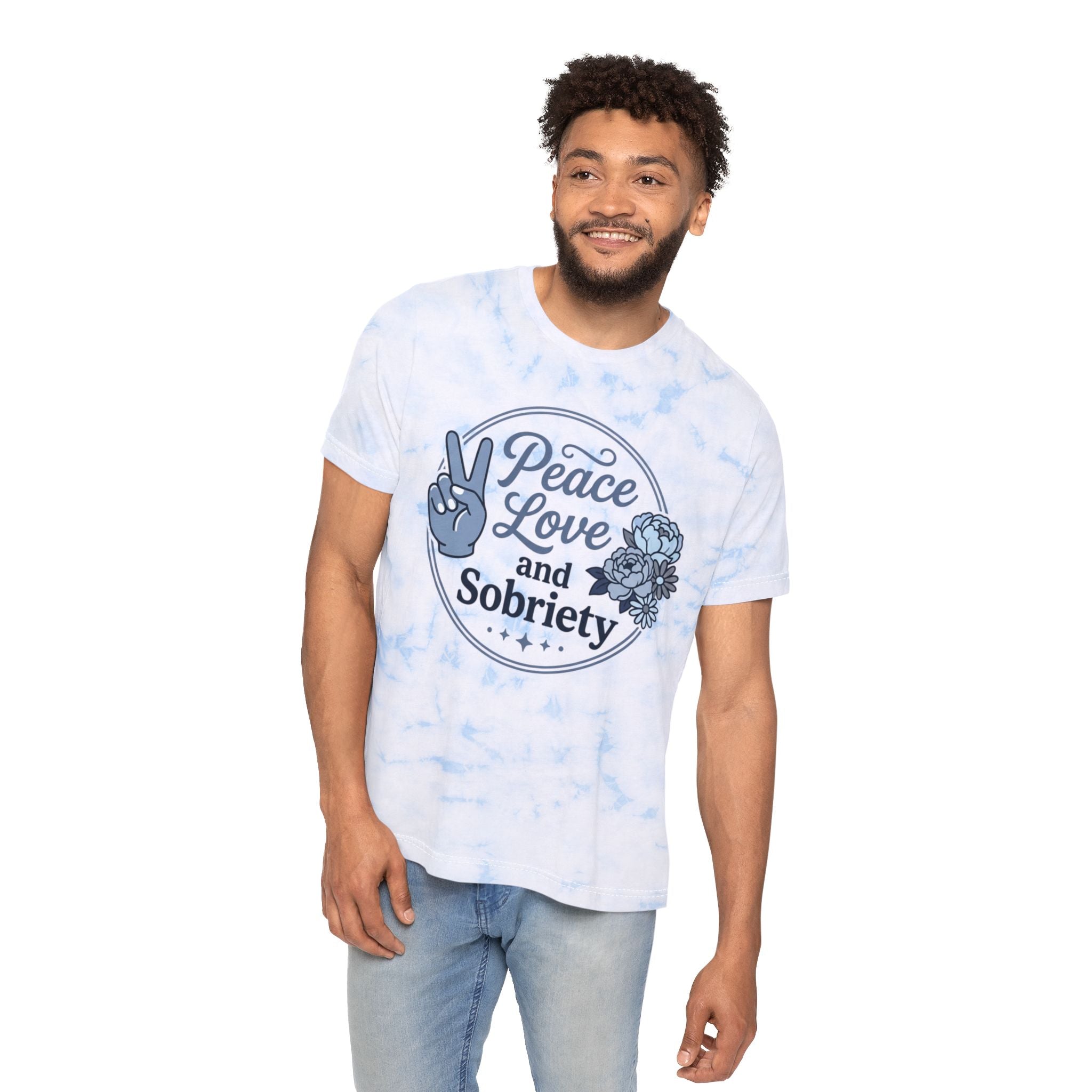 "Peace, Love and Sobriety"  Tee from Recovery Cartel