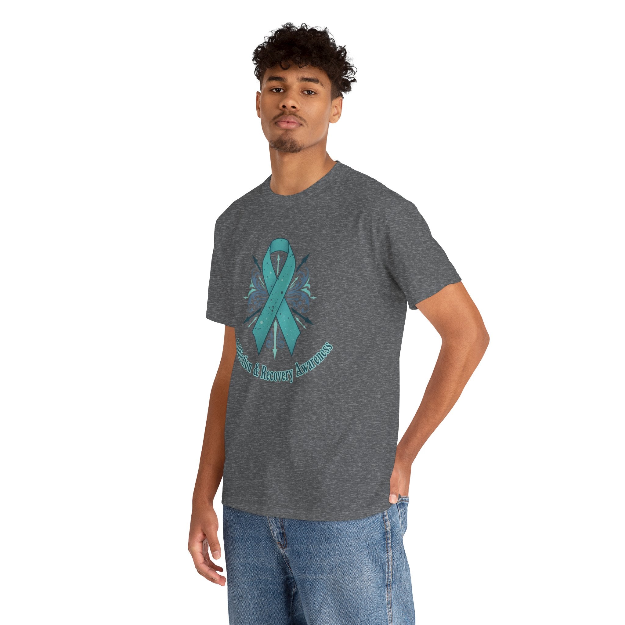 Addiction & Recovery Awareness Ribbon Tee — Teal Support Awareness T-Shirt