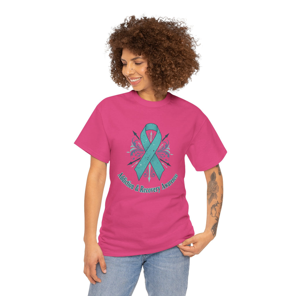 Addiction & Recovery Awareness Ribbon Tee — Teal Support Awareness T-Shirt