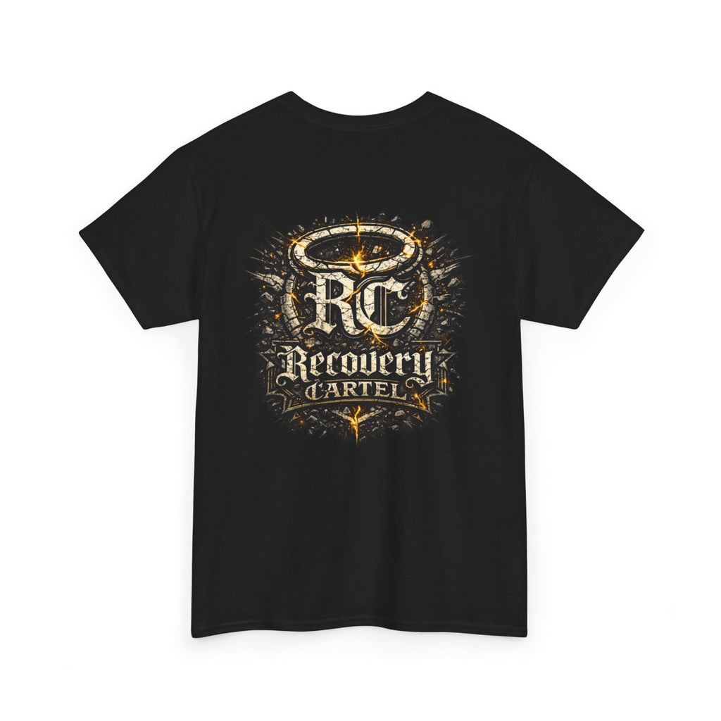 Recovery Cartel Signature Tee with "From Hell to Healing" on the front
