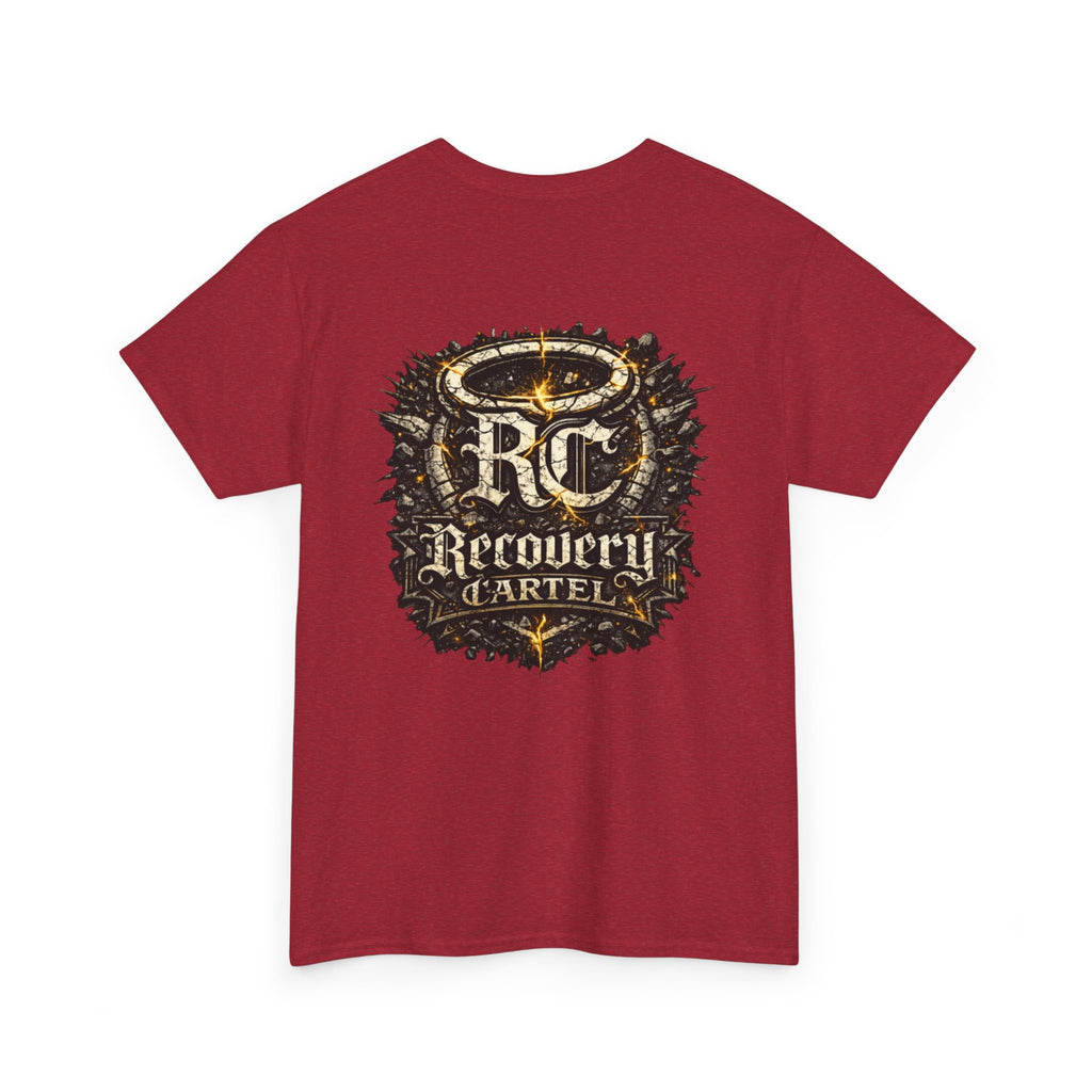 Recovery Cartel Signature Tee with "From Hell to Healing" on the front