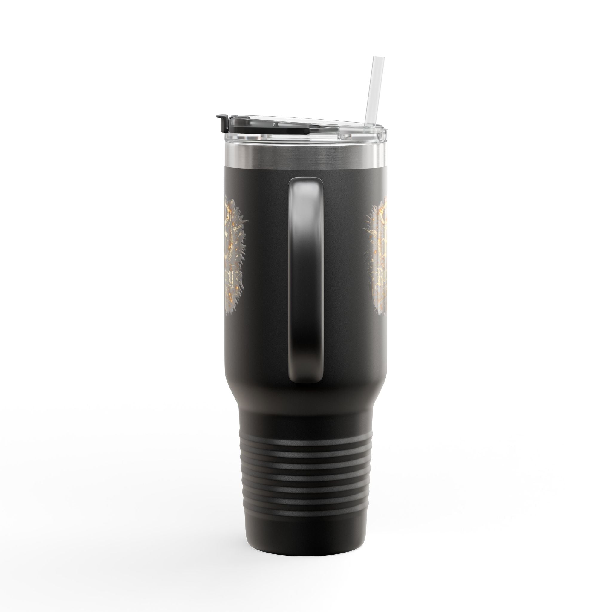 Recovery Cartel 40oz Insulated Travel Mug — Red Stainless Tumbler with Handle & Straw
