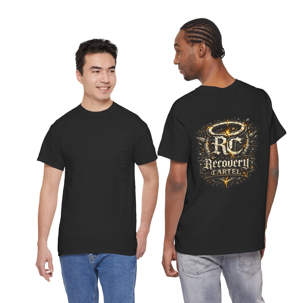 Recovery Cartel Signature Tee with "From Hell to Healing" on the front