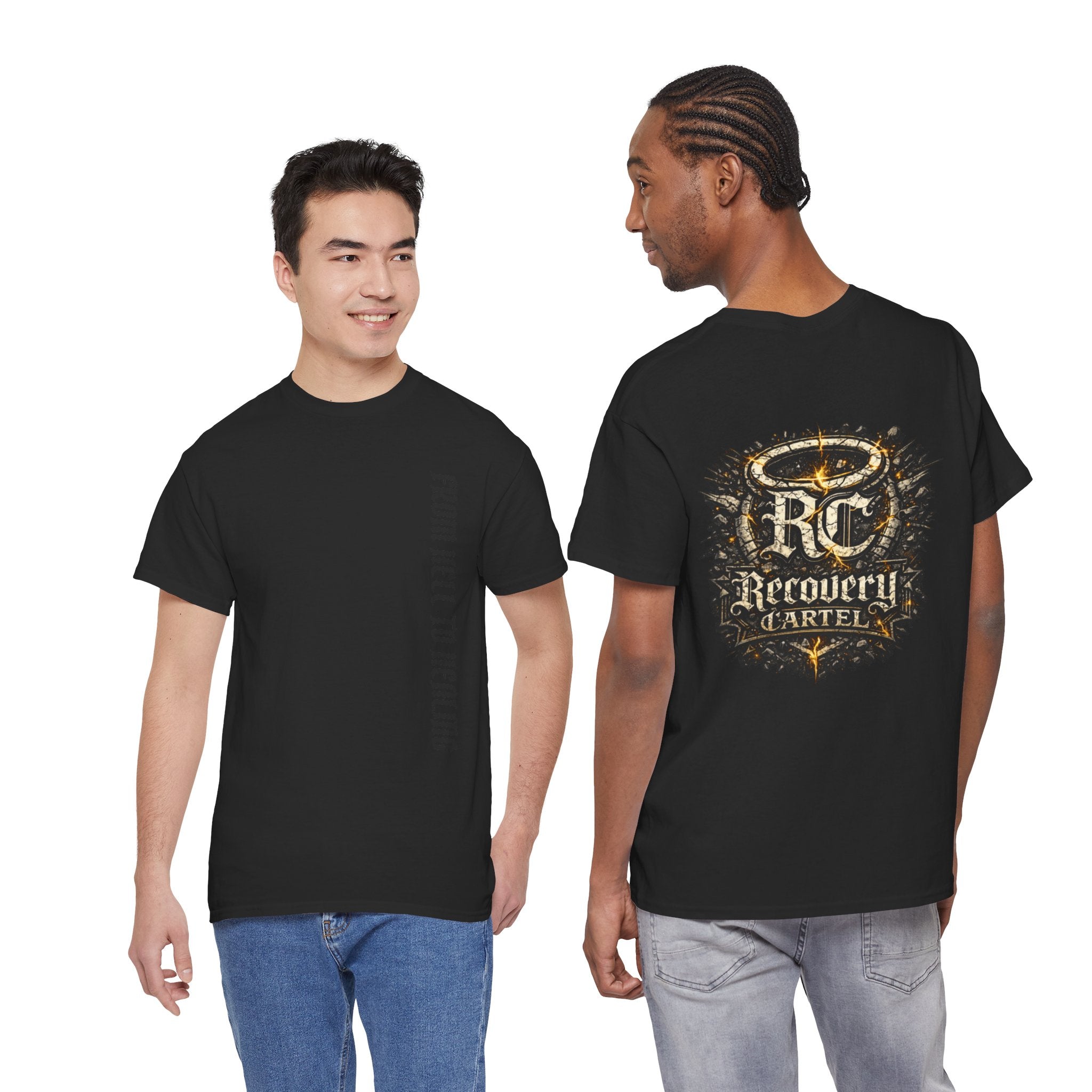 Recovery Cartel Signature Tee with "From Hell to Healing" on the front