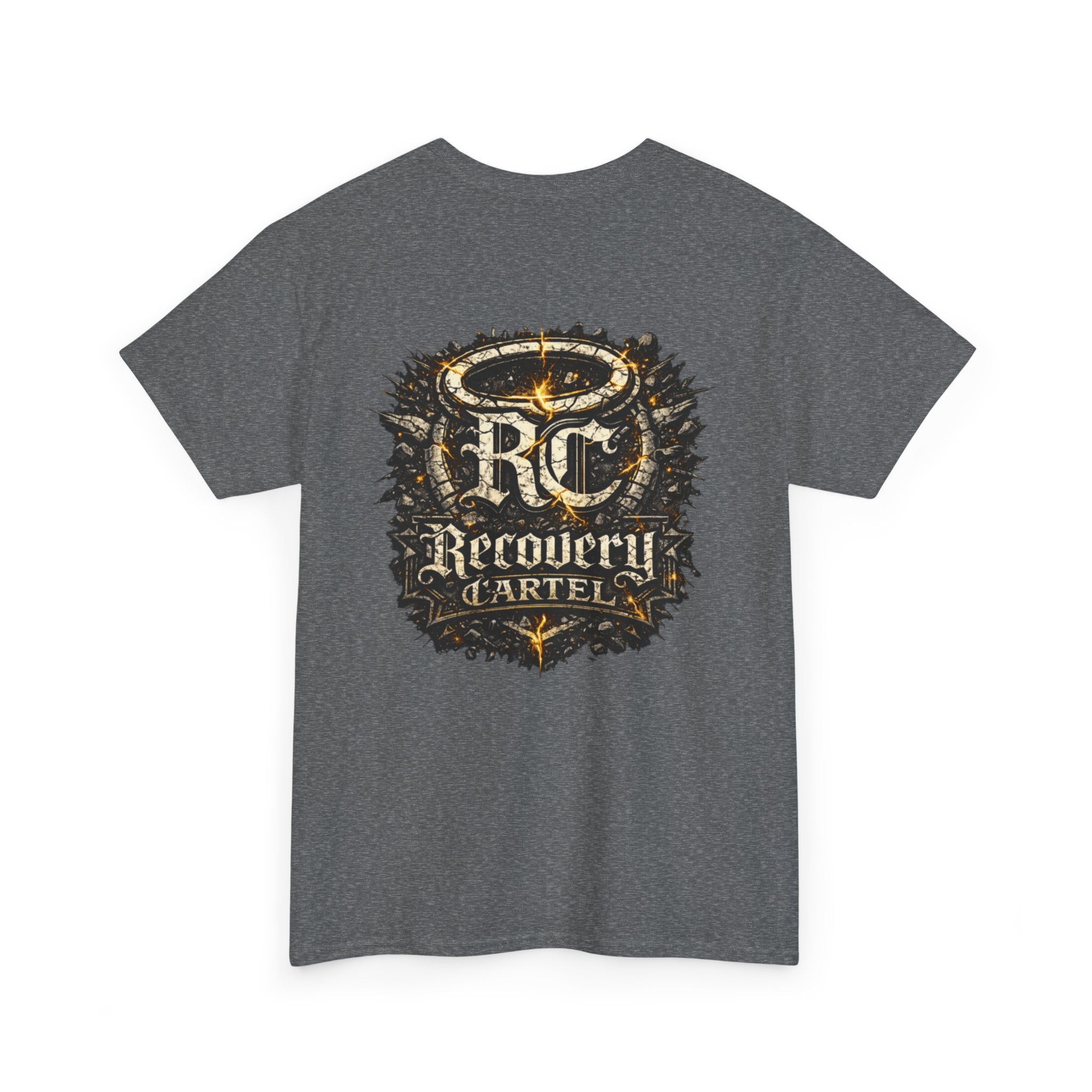 Recovery Cartel Signature Tee with "From Hell to Healing" on the front