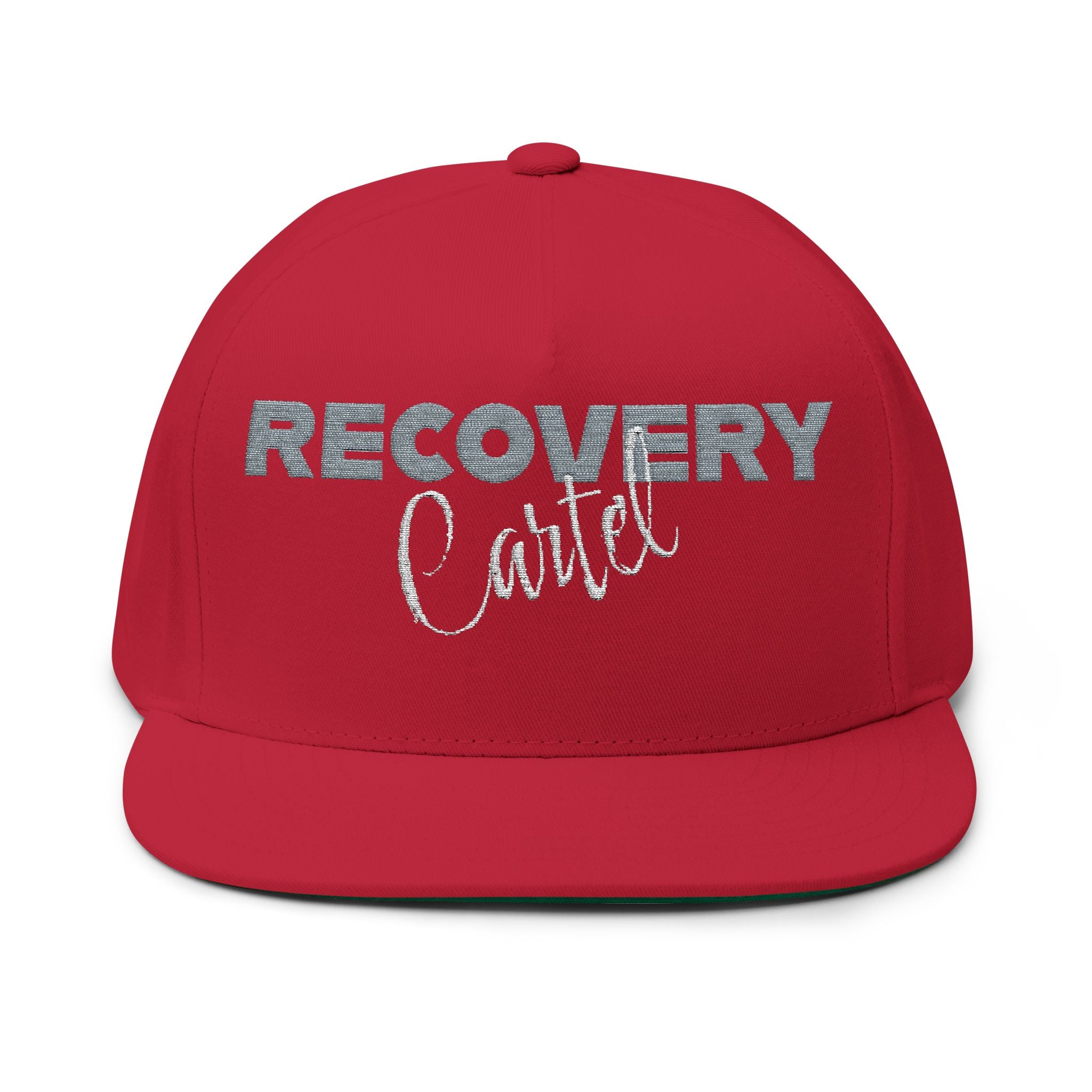 Recovery Cartel Embroidered Flat Bill Cap — Bold Sobriety Snapback for Recovery Support
