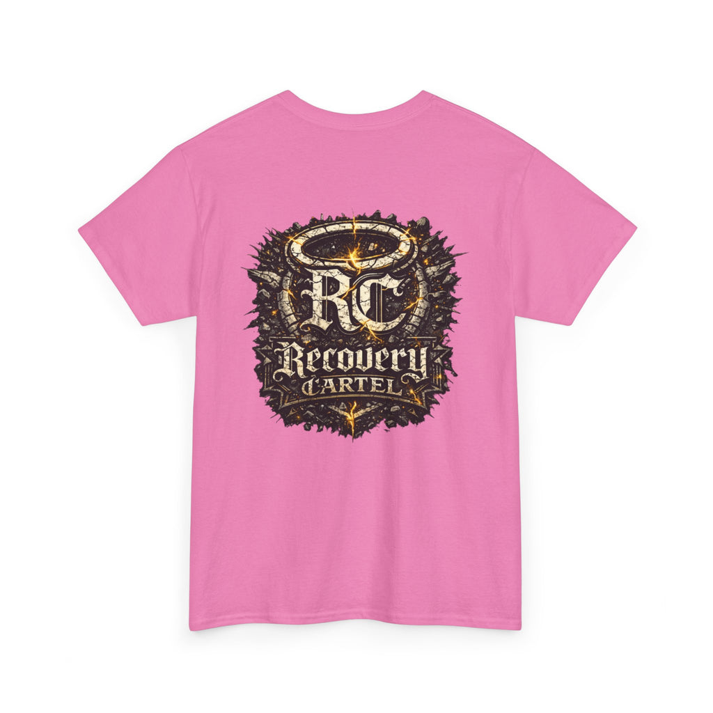 Recovery Cartel Signature Tee with "From Hell to Healing" on the front