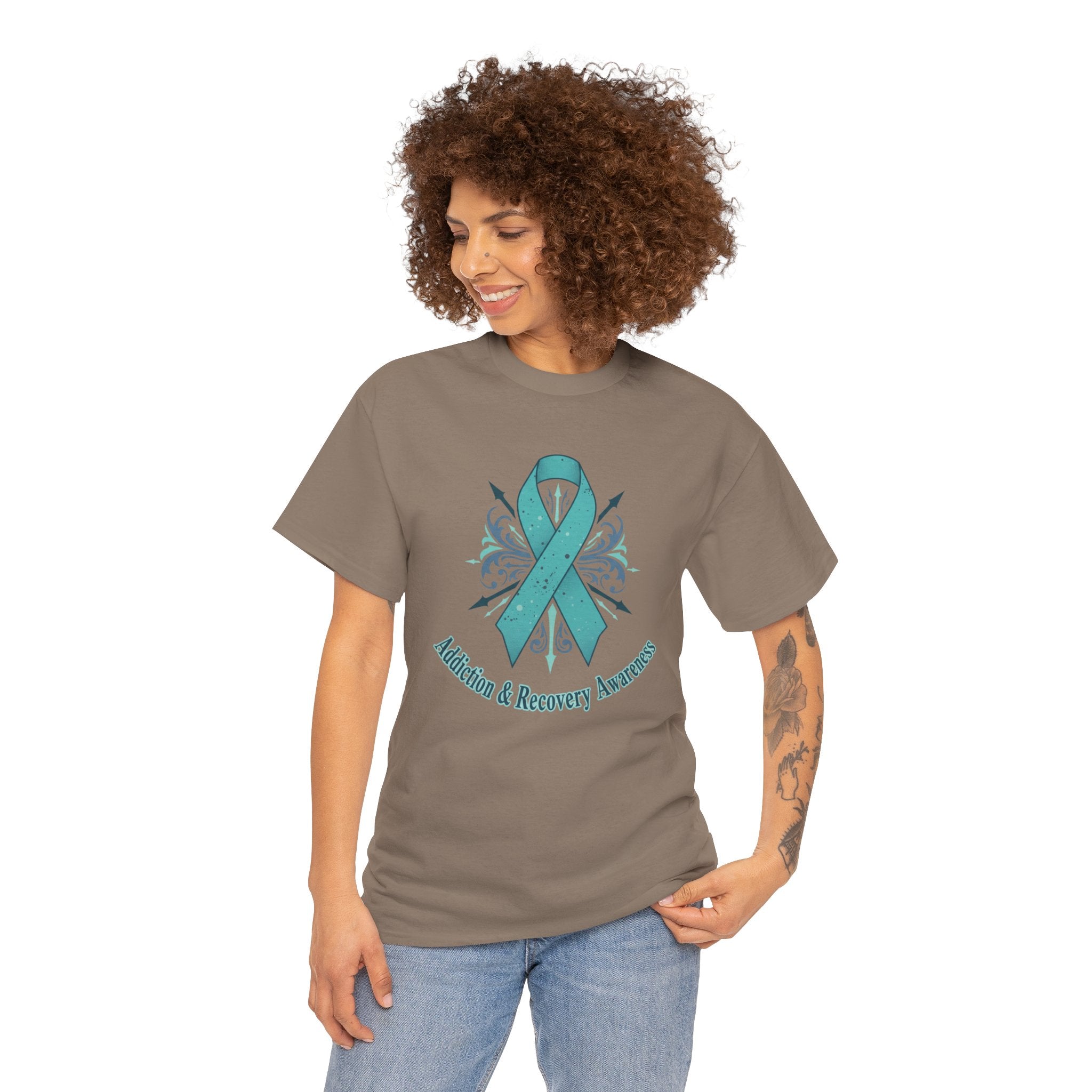 Addiction & Recovery Awareness Ribbon Tee — Teal Support Awareness T-Shirt