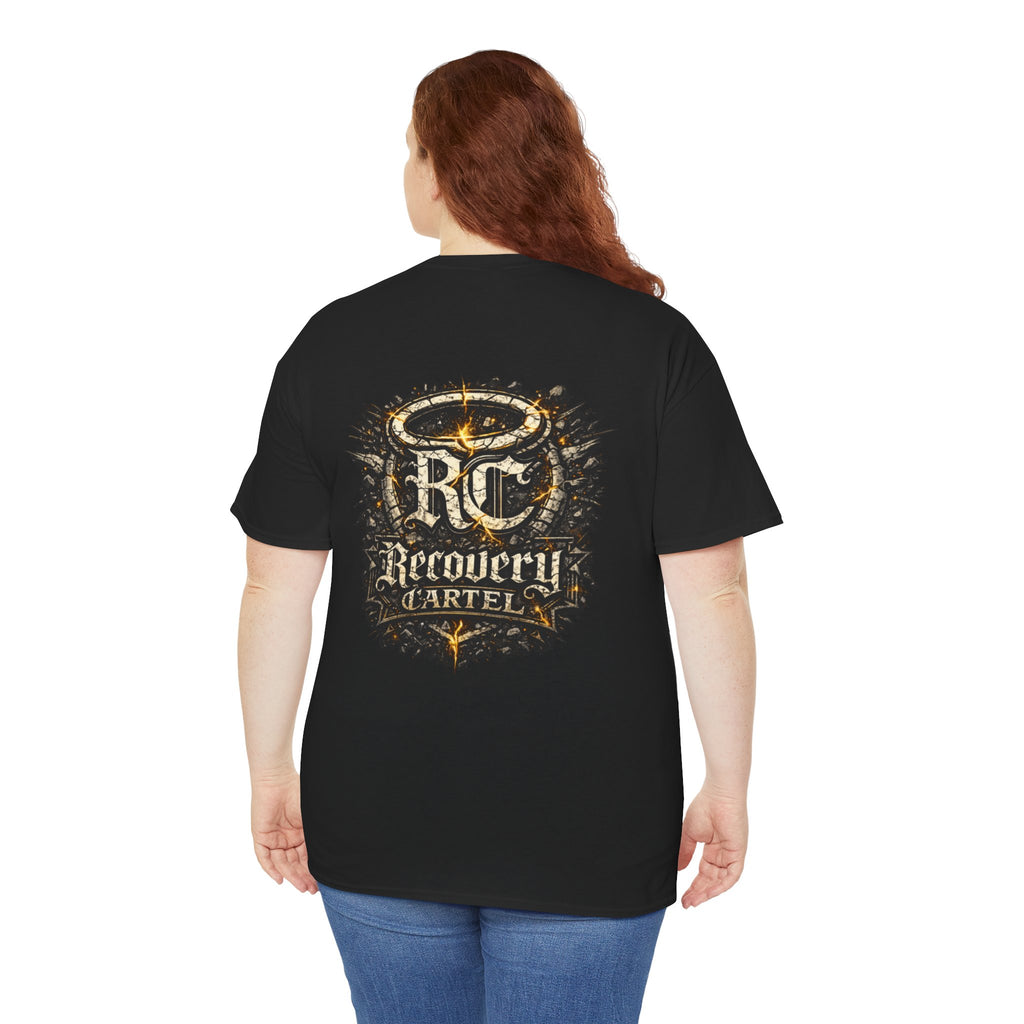 Recovery Cartel Signature Tee with "From Hell to Healing" on the front