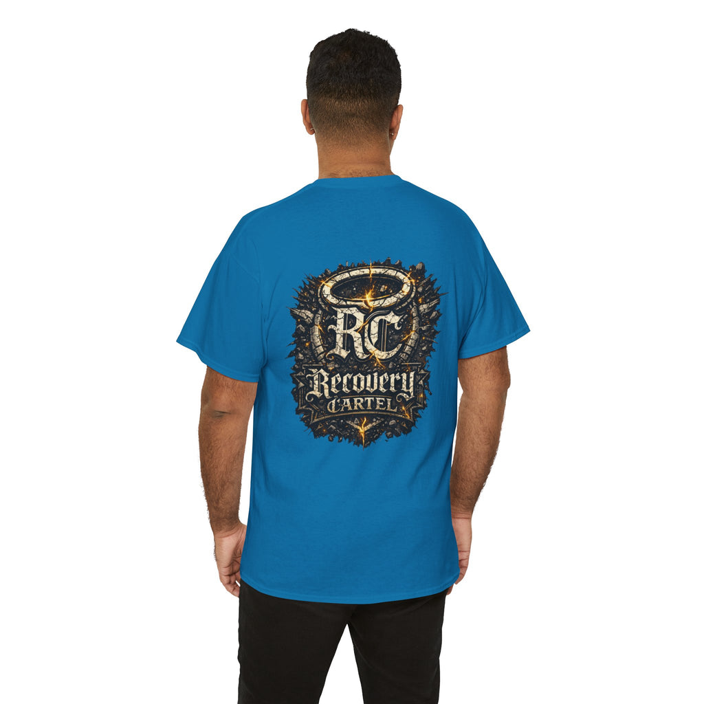 Recovery Cartel Signature Tee with "From Hell to Healing" on the front