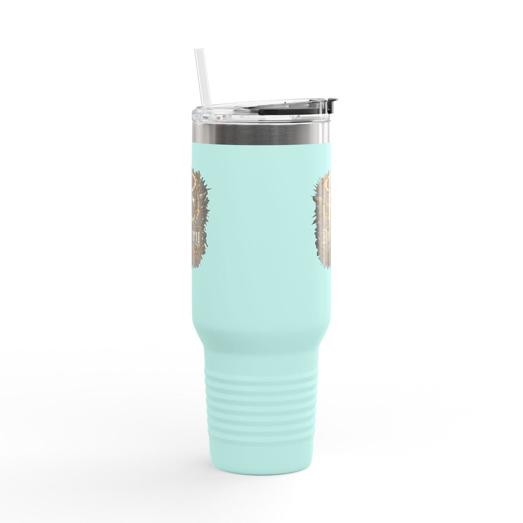Recovery Cartel 40oz Insulated Travel Mug — Red Stainless Tumbler with Handle & Straw
