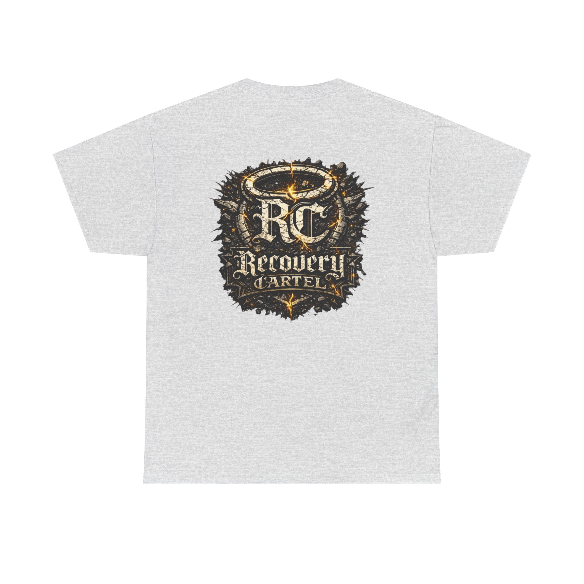 Recovery Cartel Signature Tee with "From Hell to Healing" on the front
