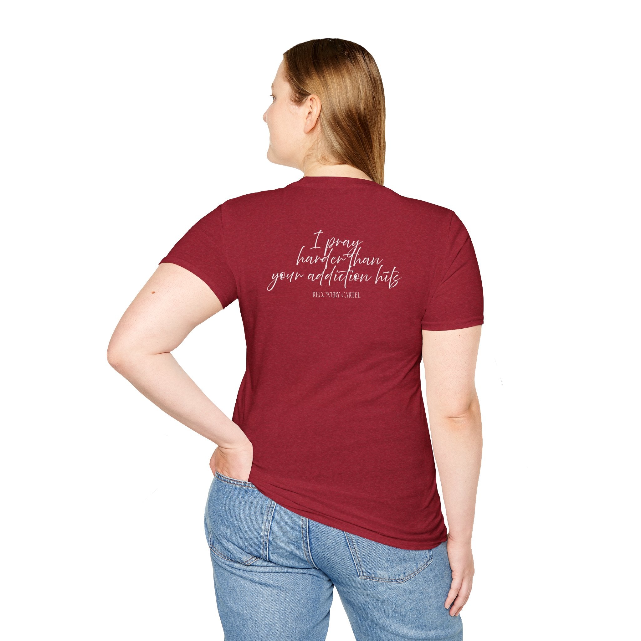Cartel Mom Tee- I pray harder than your addiction hits