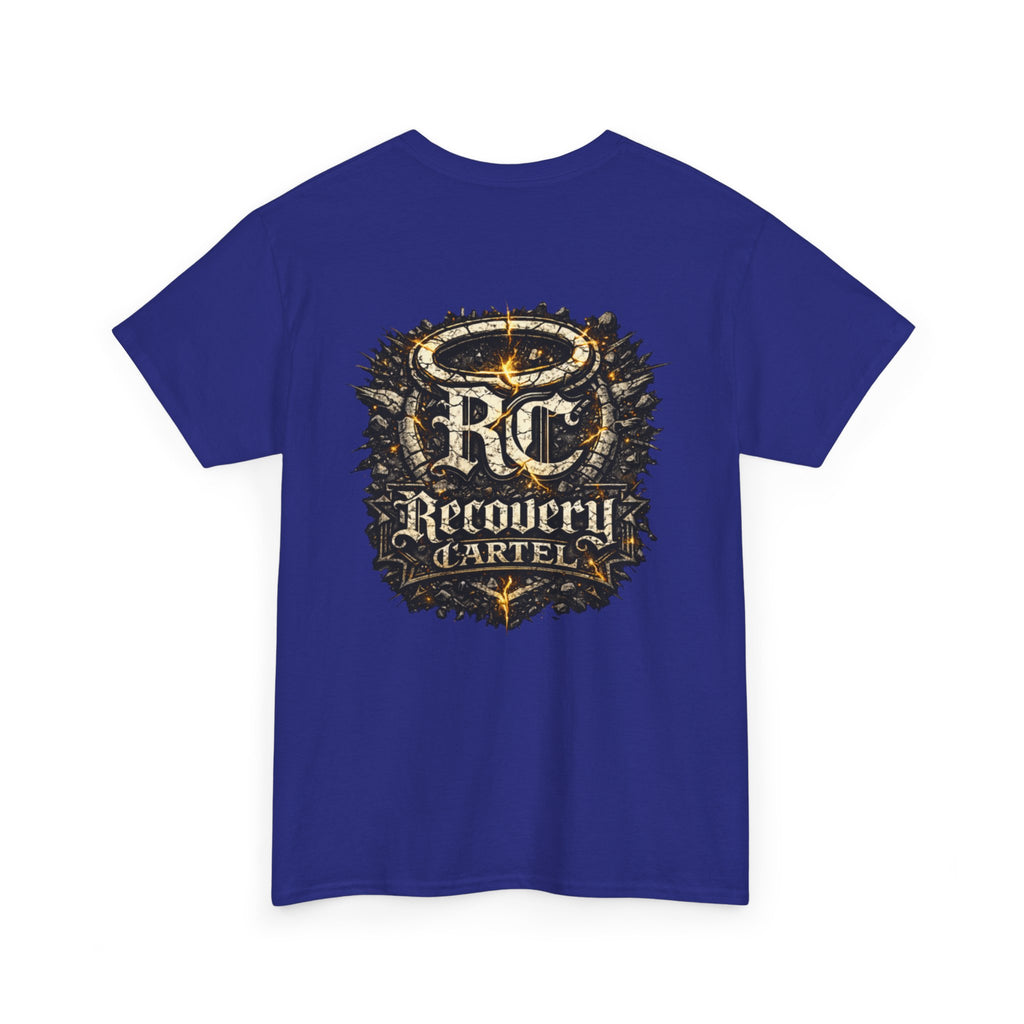 Recovery Cartel Signature Tee with "From Hell to Healing" on the front