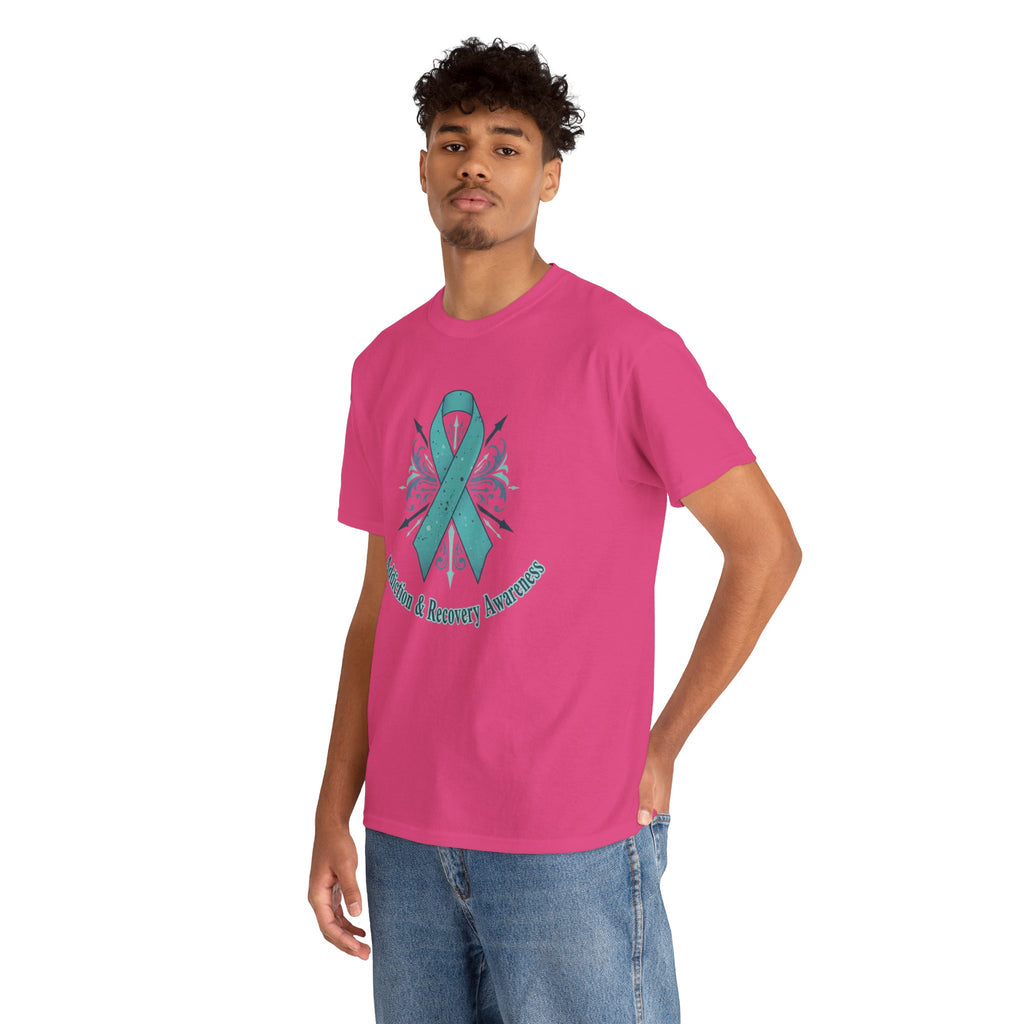 Addiction & Recovery Awareness Ribbon Tee — Teal Support Awareness T-Shirt