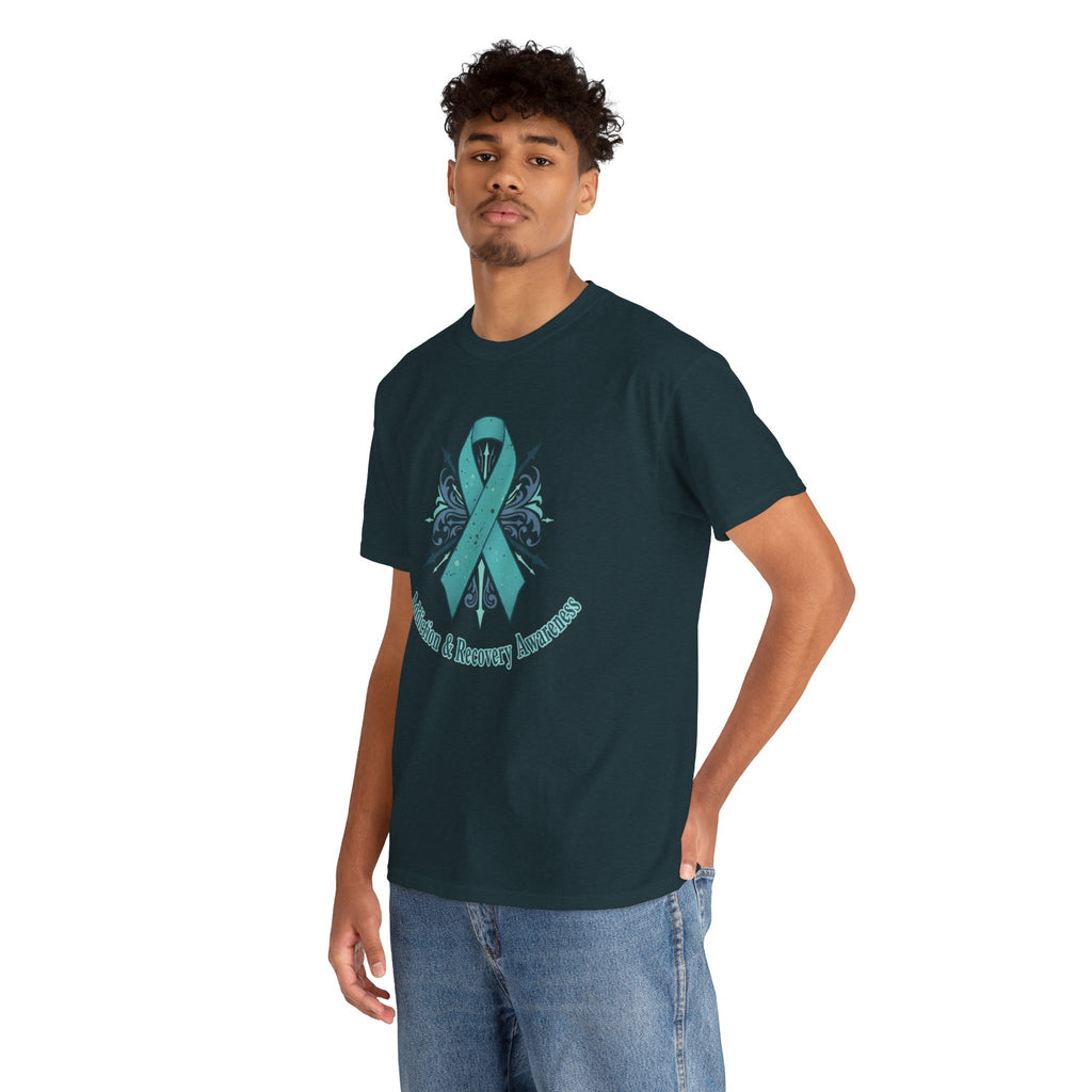 Addiction & Recovery Awareness Ribbon Tee — Teal Support Awareness T-Shirt