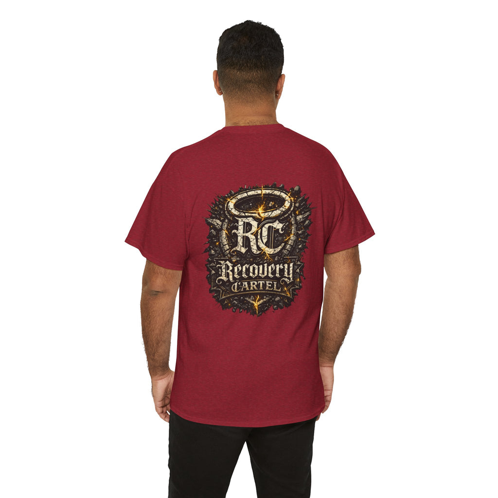 Recovery Cartel Signature Tee with "From Hell to Healing" on the front