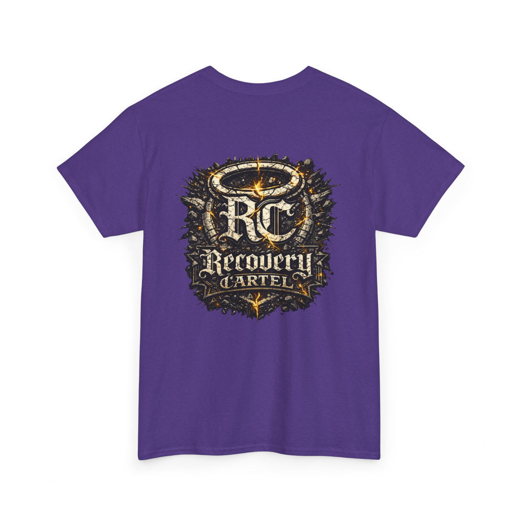 Recovery Cartel Signature Tee with "From Hell to Healing" on the front