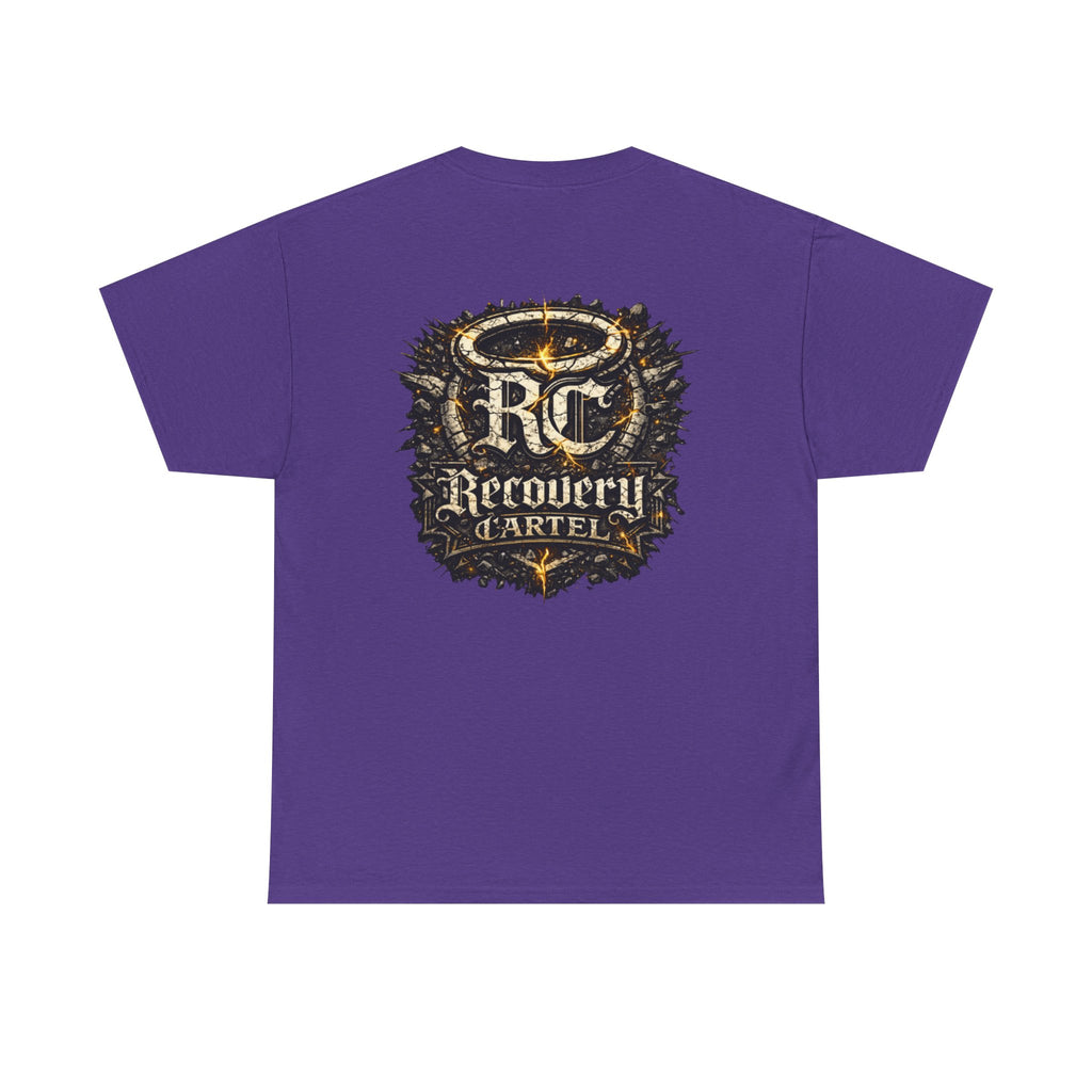 Recovery Cartel Signature Tee with "From Hell to Healing" on the front