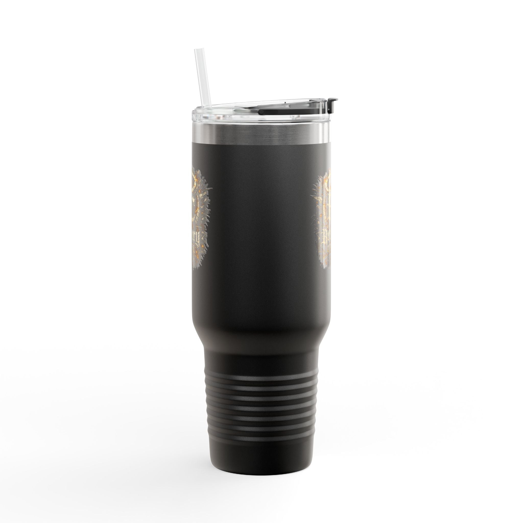 Recovery Cartel 40oz Insulated Travel Mug — Red Stainless Tumbler with Handle & Straw