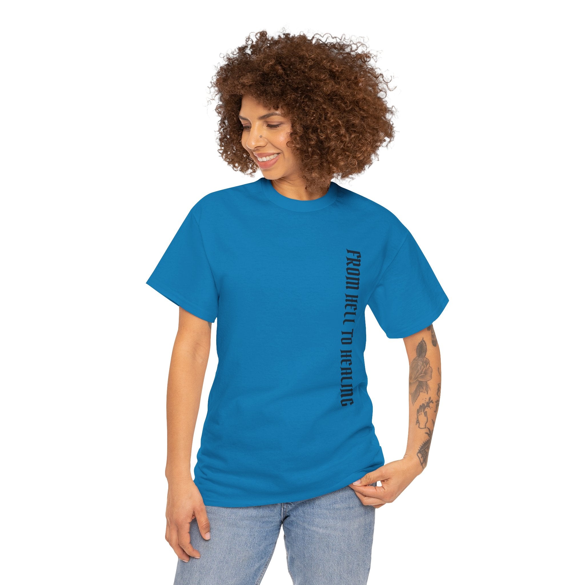 Recovery Cartel Signature Tee with "From Hell to Healing" on the front