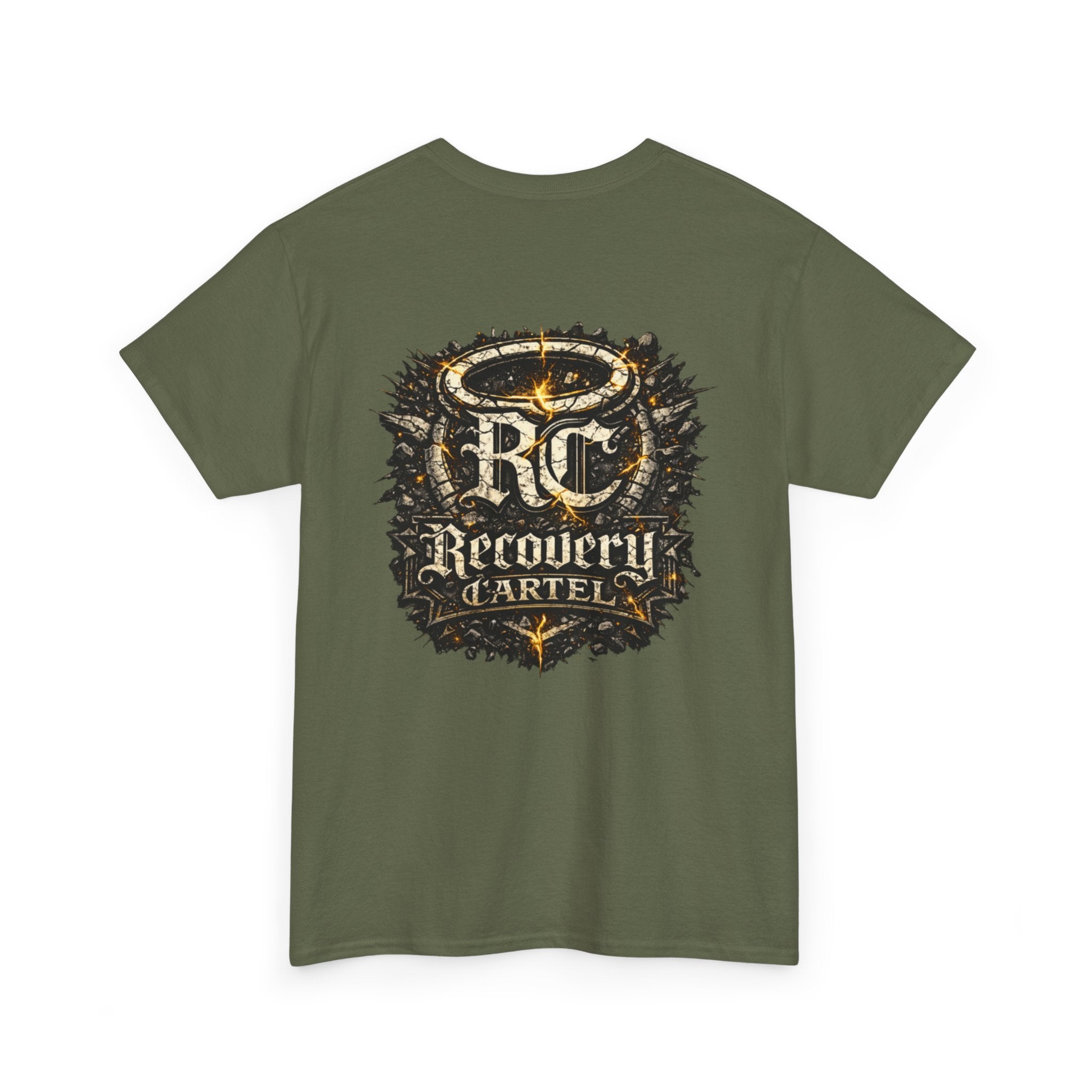 Recovery Cartel Signature Tee with "From Hell to Healing" on the front