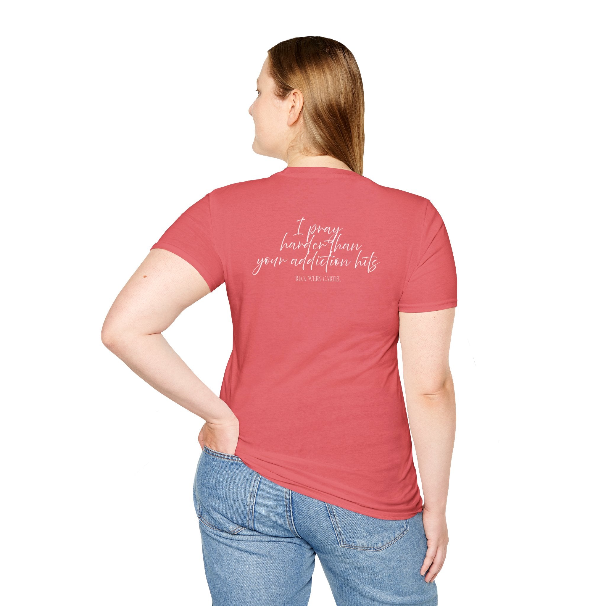 Cartel Mom Tee- I pray harder than your addiction hits