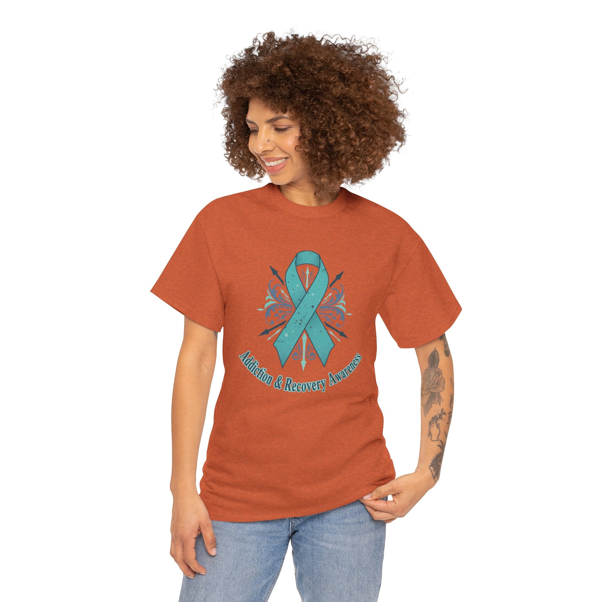 Addiction & Recovery Awareness Ribbon Tee — Teal Support Awareness T-Shirt