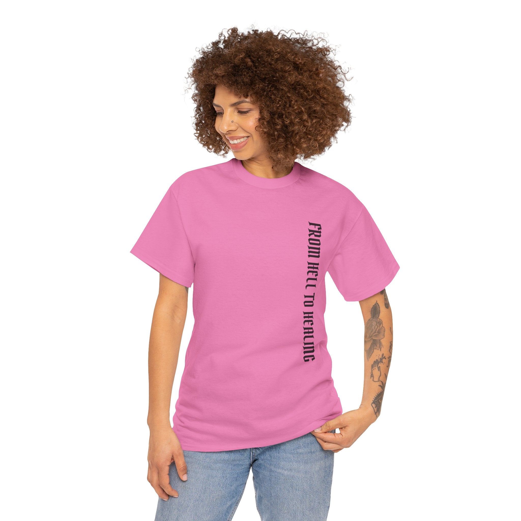 Recovery Cartel Signature Tee with "From Hell to Healing" on the front