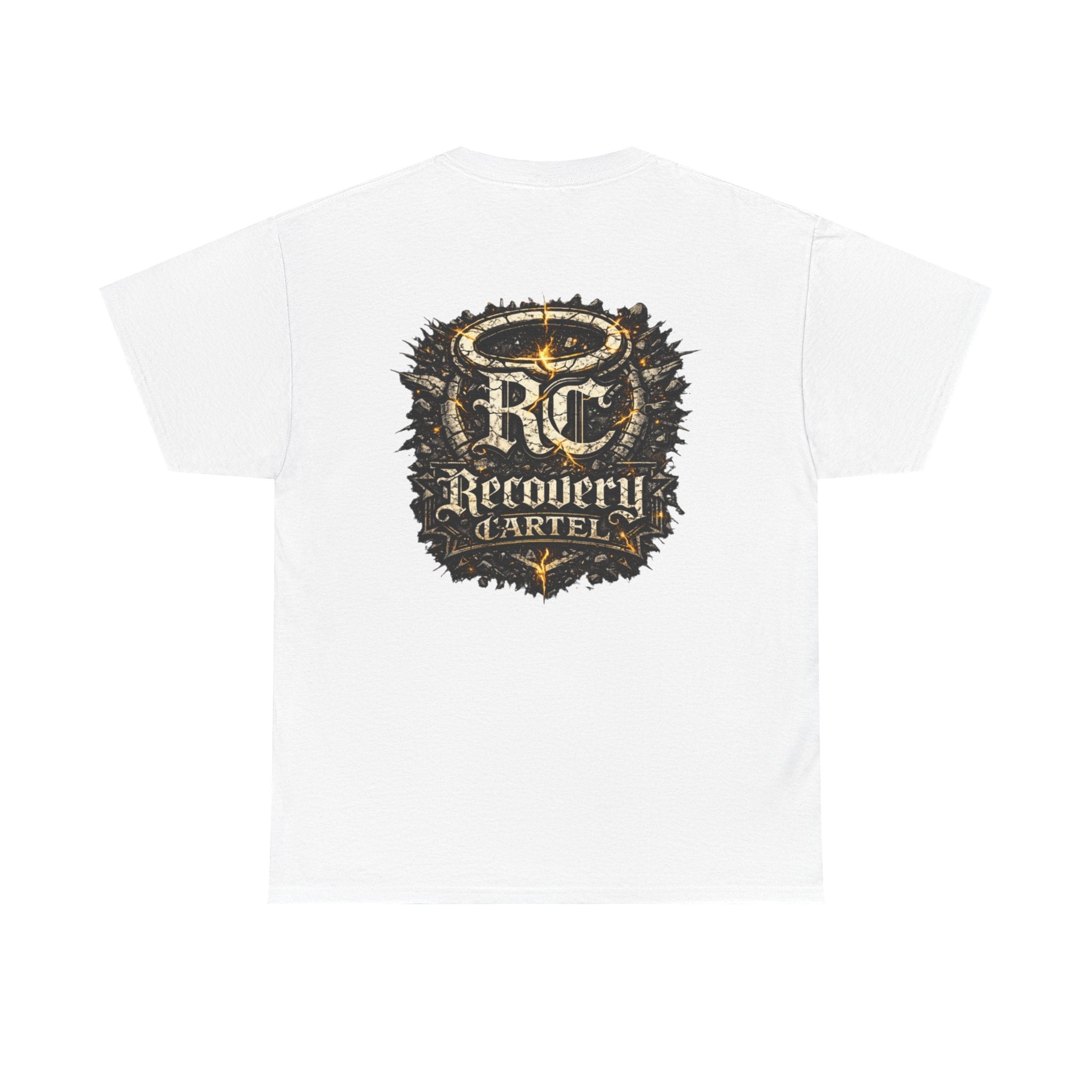 Recovery Cartel Signature Tee with "From Hell to Healing" on the front