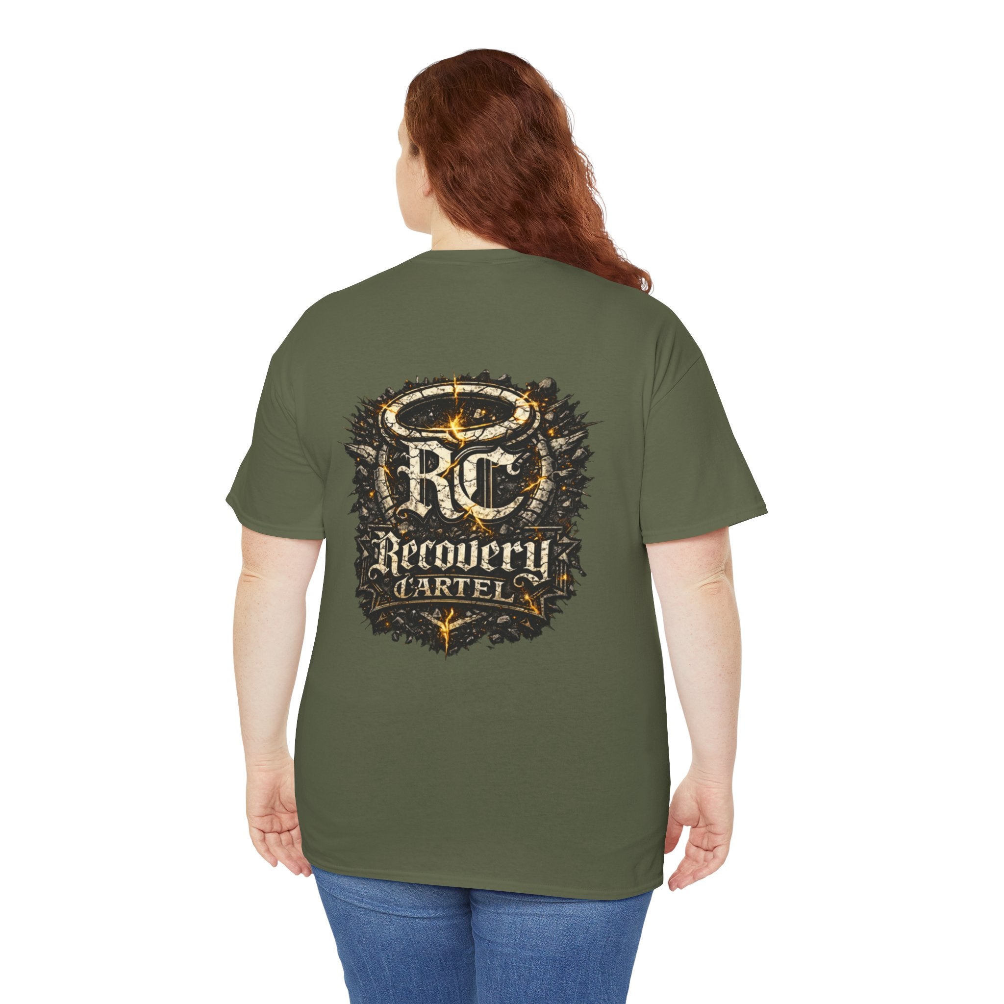 Recovery Cartel Signature Tee with "From Hell to Healing" on the front