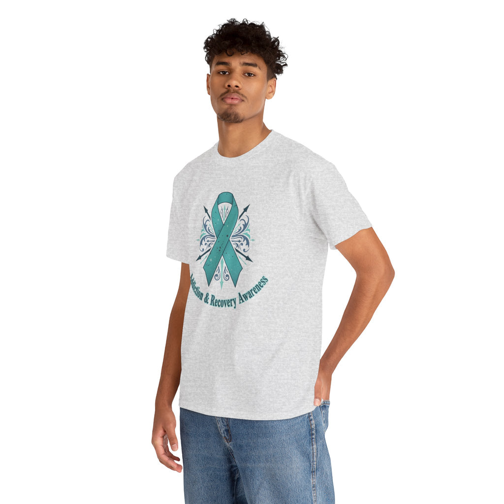 Addiction & Recovery Awareness Ribbon Tee — Teal Support Awareness T-Shirt