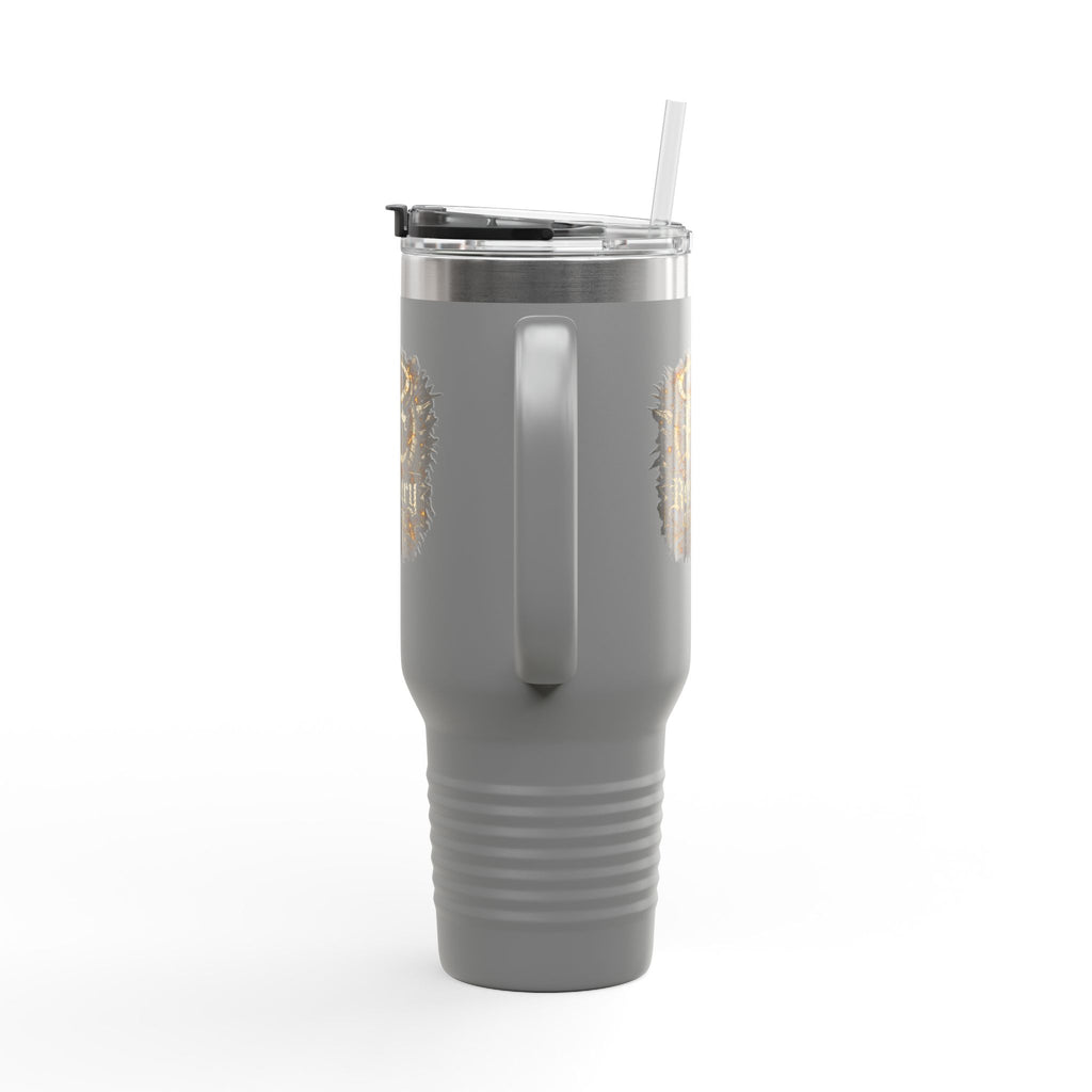 Recovery Cartel 40oz Insulated Travel Mug — Red Stainless Tumbler with Handle & Straw