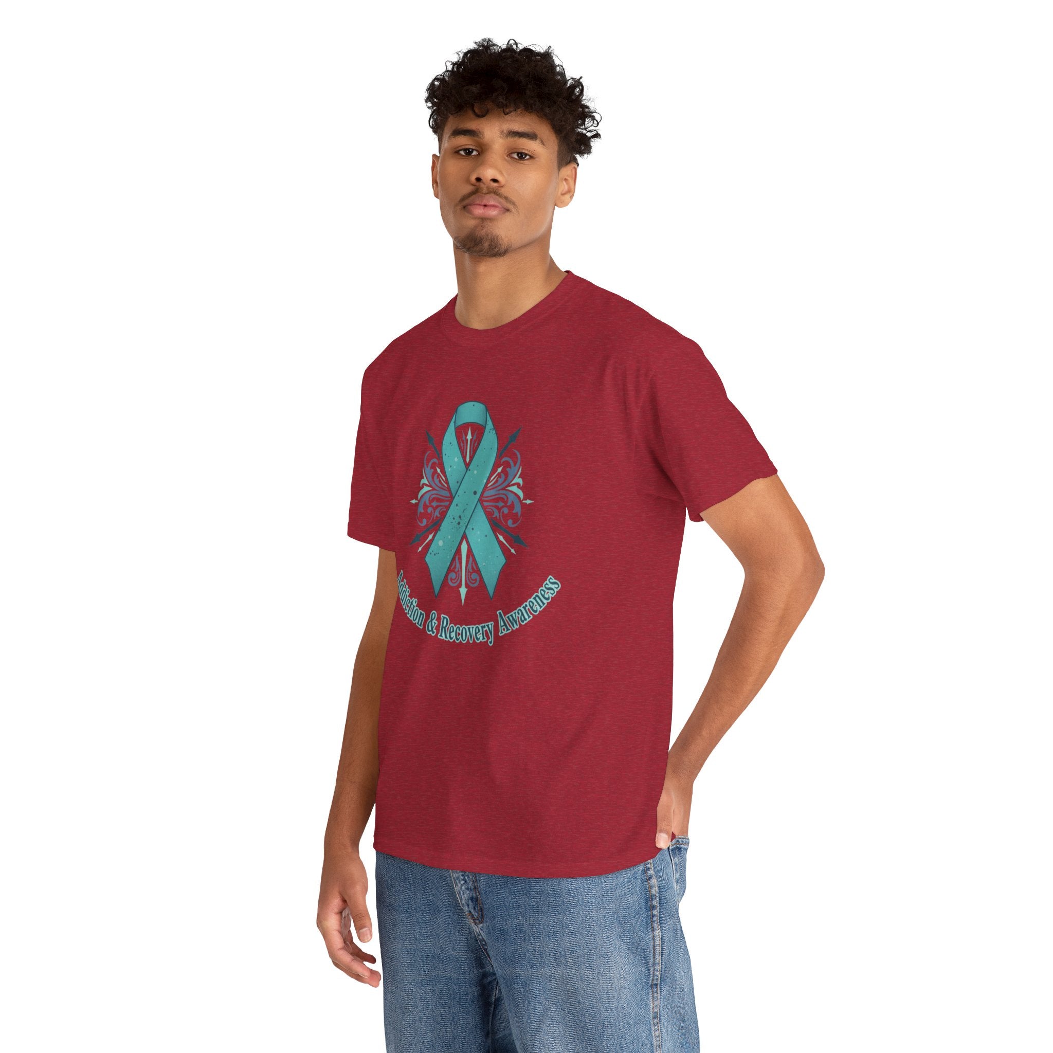 Addiction & Recovery Awareness Ribbon Tee — Teal Support Awareness T-Shirt