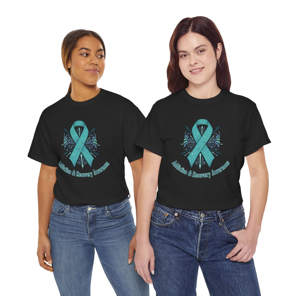 Addiction & Recovery Awareness Ribbon Tee — Teal Support Awareness T-Shirt