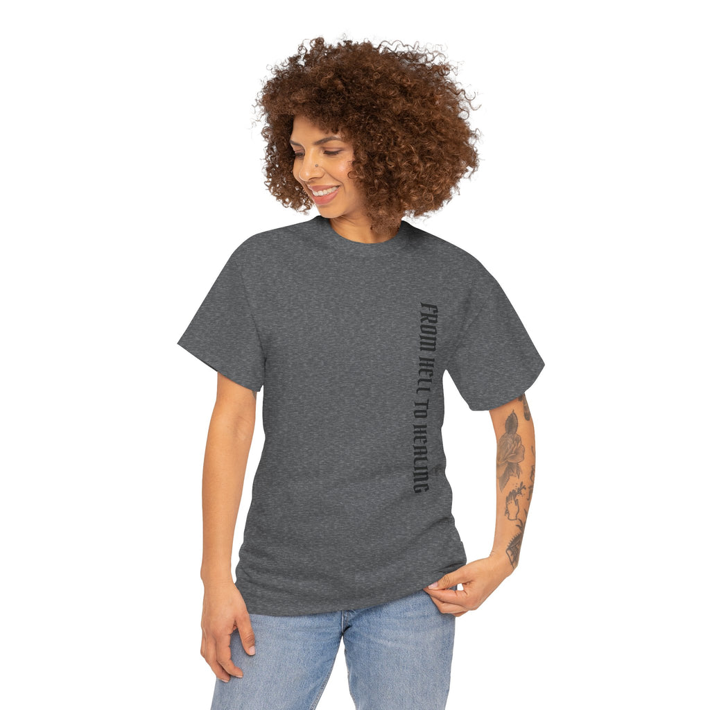 Recovery Cartel Signature Tee with "From Hell to Healing" on the front