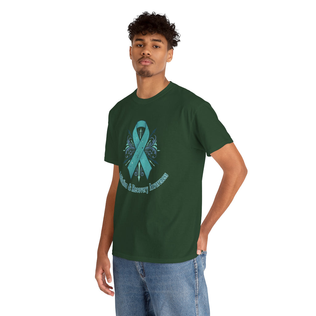 Addiction & Recovery Awareness Ribbon Tee — Teal Support Awareness T-Shirt