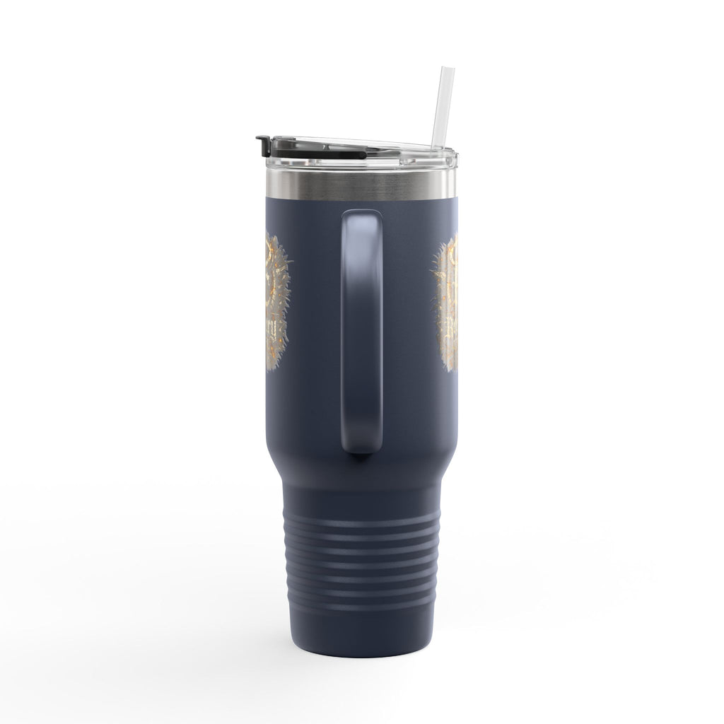 Recovery Cartel 40oz Insulated Travel Mug — Red Stainless Tumbler with Handle & Straw