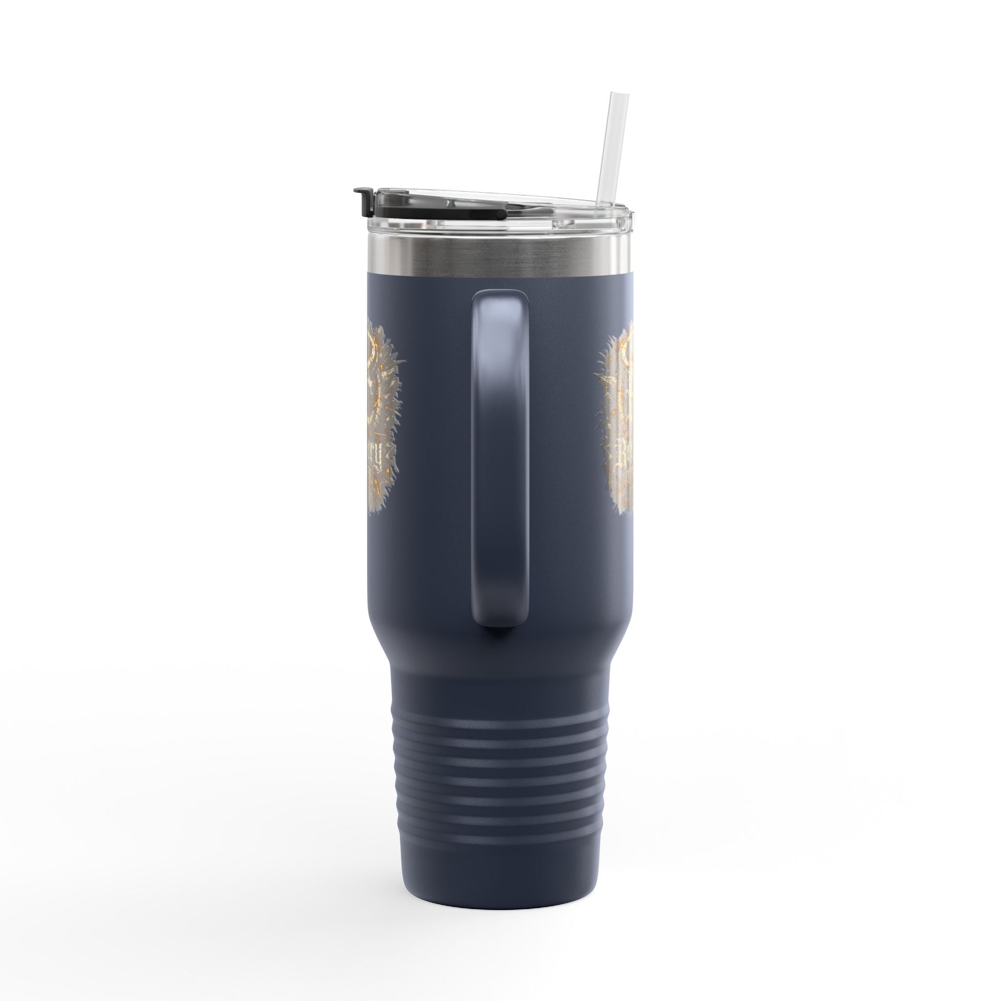 Recovery Cartel 40oz Insulated Travel Mug — Red Stainless Tumbler with Handle & Straw