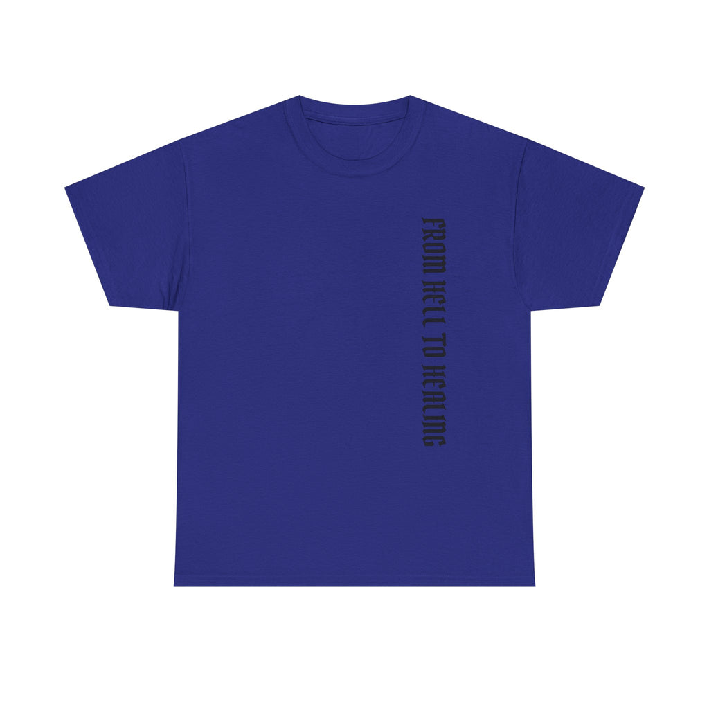 Recovery Cartel Signature Tee with "From Hell to Healing" on the front